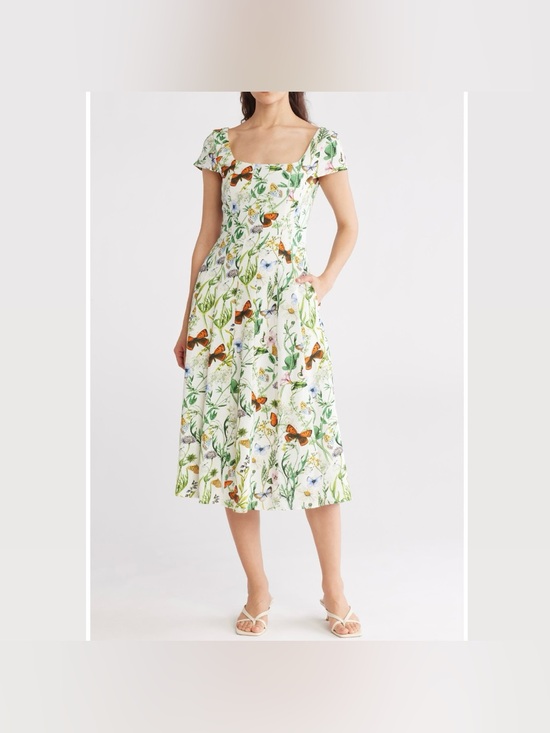Avec Les Filles Dresses & Skirts - Avec Les Filles Floral Linen Blend Fit & Flare Dress